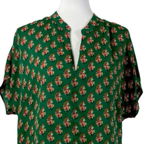 Cabi Blouse Popover V-neck Green Pink Multi Floral Print 3262 Women’s Size Large - Picture 6 of 11